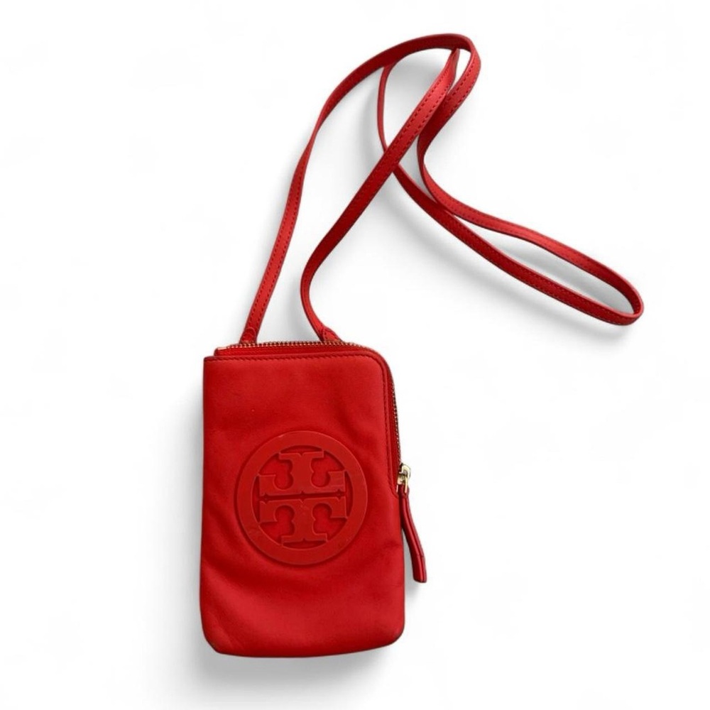 Tory Burch Red Leather Crossbody Phone Pouch